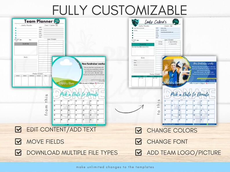 Editable Volleyball Organizer Planner Bundle Pages, Coach, Team Mom