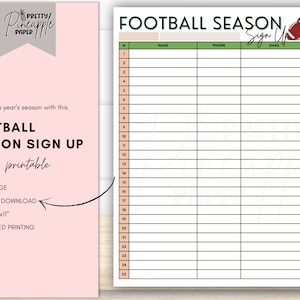 Afdrukbaar voetbalseizoen aanmeldingsblad Instant Download sjabloon, voetbal uitproberen, registratie, sport, school, voetbalteam