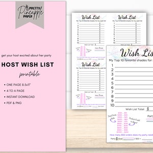Lista de deseos imprimible para la anfitriona de la fiesta de Color Street Nail Bar. Archivo de descarga instantánea para estilistas y anfitriones, incluye recompensas totales de fiesta