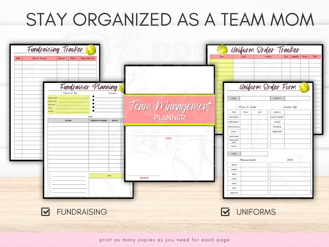 Printable Softball Team Management Planner for Coach and Team Etsy