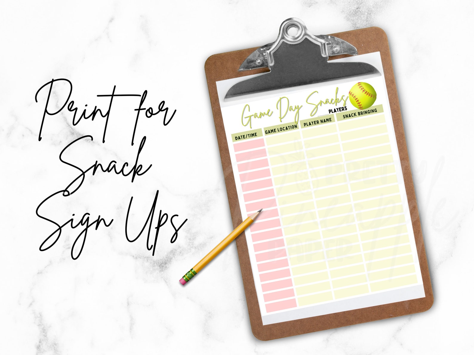 Printable Team Volunteer Snack Sign up Sheet Download Game Etsy