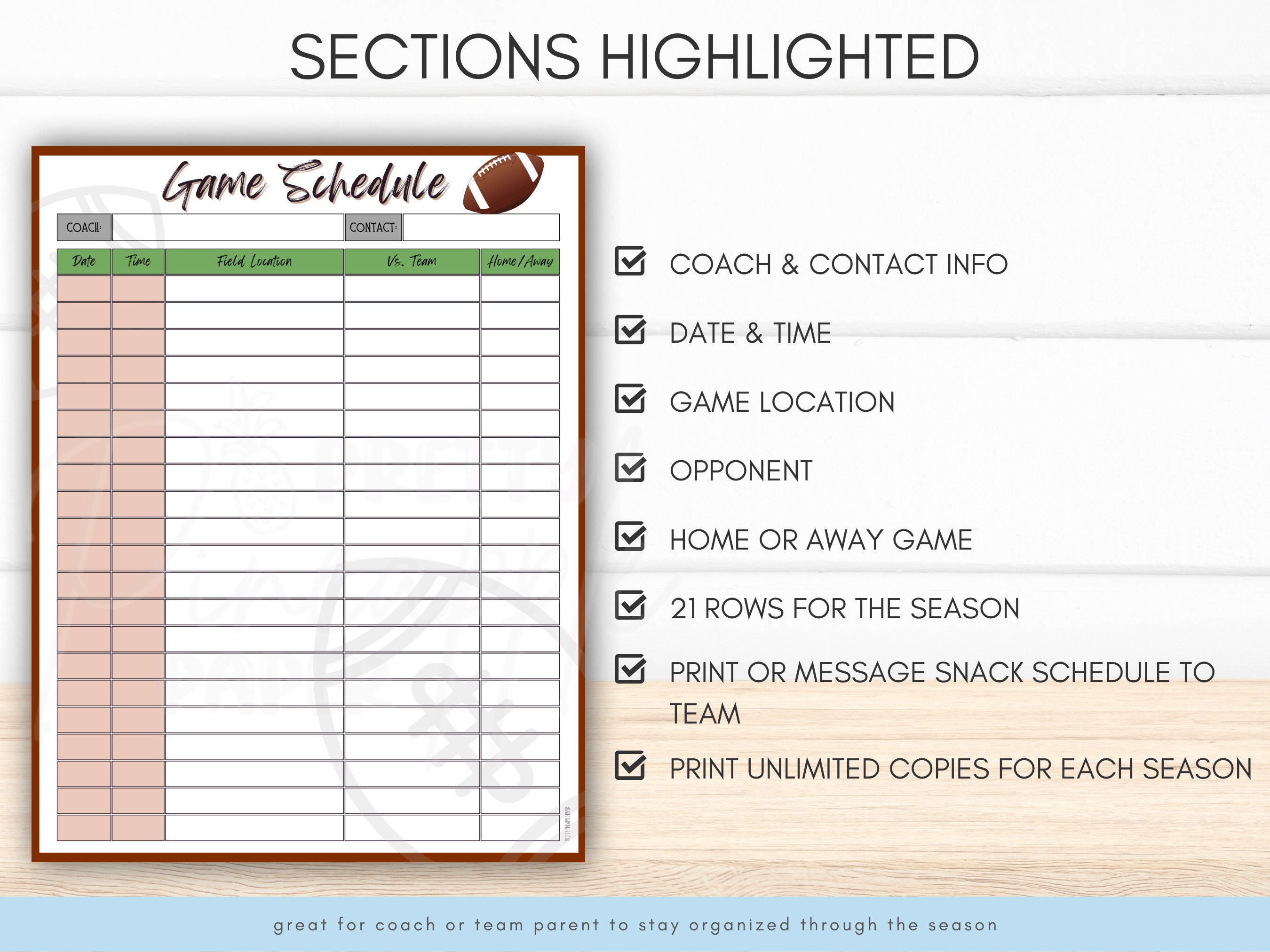 Editable Football Game Schedule Template Instant Download to Organize Editable Football Game Schedule Template Instant Download to Organize