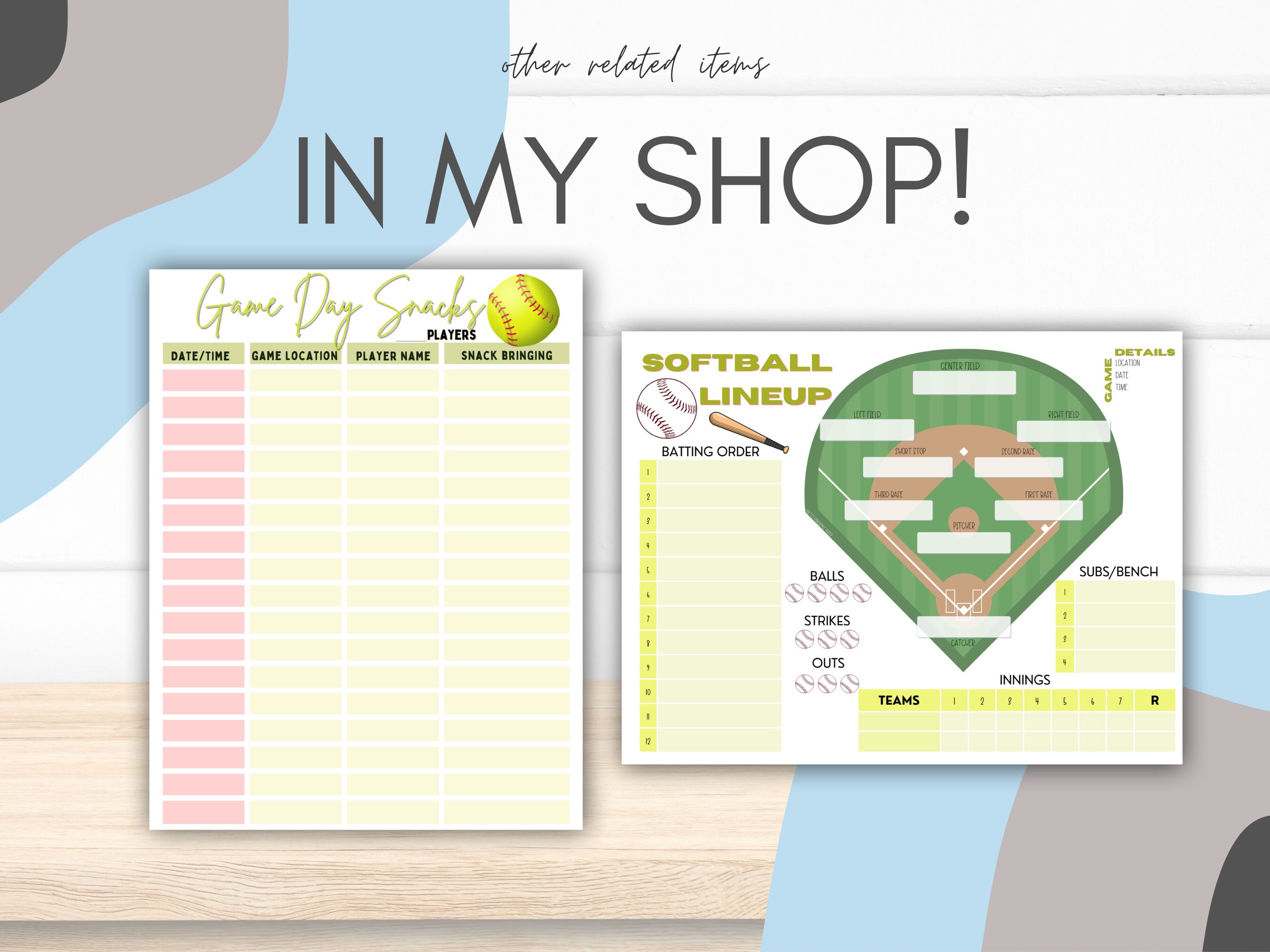 Editable softball game schedule template instant download to organize