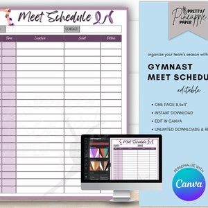 Editable Gymnast Meet Schedule Template, Fillable and Printable ...