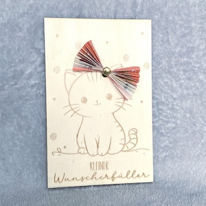 Wunscherfüller Katze Geldgeschenk Geburtstag Hochzeit  Holzkarte Geldkarte