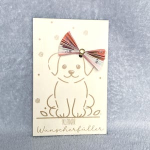 Wunscherfueller Hund Geldgeschenk Geburtstag Hochzeit  Holzkarte Geldkarte