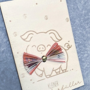 Wunscherfüller Schweinchen Geldgeschenk Geburtstag Hochzeit  Holzkarte Geldkarte