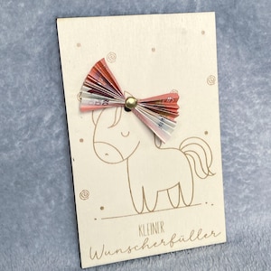 Wunscherfueller Pferd Pony Geldgeschenk Geburtstag Hochzeit  Holzkarte Geldkarte