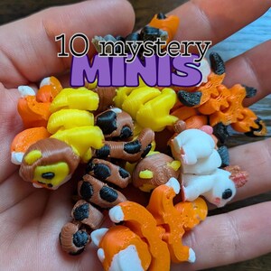 3D Printed Mystery Mini Figures – 10 Animal or Dragon Toys