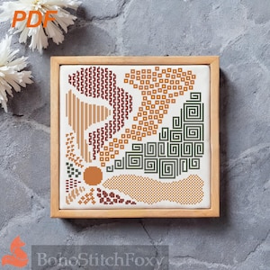 Geometrisches Kreuzstichmuster: Matisse Style Art (PDF-Muster)