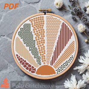 Geometric Sun Cross Stitch Pattern