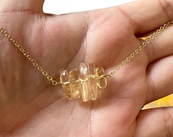 Citrine Necklace | Gold Chain | Citrine Crystal Necklace | November Birthstone