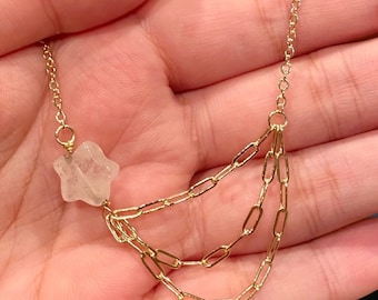Quartz Shooting Star Necklace | Gold Chain | Quartz Necklace | Quartz Star Necklace | Crystal Necklace