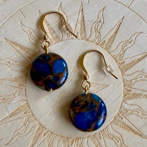 Blue Jasper Earrings | Gold Hook Earrings | Crystal Earrings | Jasper Jewelry