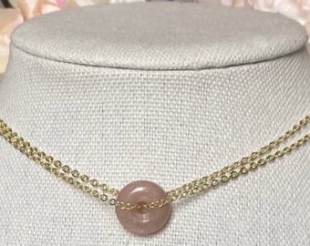 Sunstone in Moonstone Choker | Gold Chain | Sunstone Crystal | Moonstone Crystal | Crystal Necklace | Crystal Choker