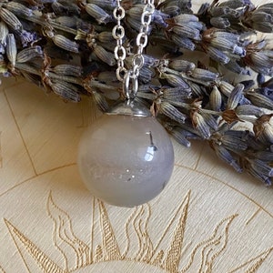 Druzy Agate Sphere Necklace | Silver Chain | Agate Necklace | Crystal Sphere Necklace