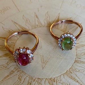 Tourmaline Ring | Adjustable Ring | Rose Gold | Pink Tourmaline Ring | Green Tourmaline Ring | Crystal Ring