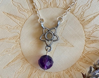 Faceted Amethyst Necklace | Silver Chain | Amethyst Jewelry | Crystal Necklace