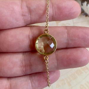 Faceted Green Topaz Bracelet | Gold Chain | Topaz Crystal Bracelet | Topaz Jewelry