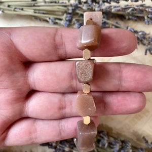 Sunstone in Moonstone Bracelet | Gold Hematite | Stretch Bracelet | Beaded Bracelet | Sunstone Bracelet  | Hematite Bracelet