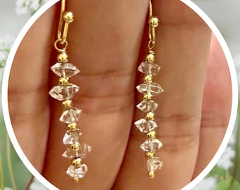 Rare Double Terminated Himalayan Quartz Earrings | Gold Hook Earrings