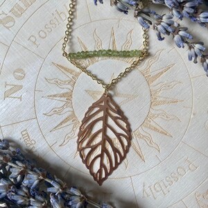 Peridot Blatt Halskette | Goldkette | Peridot Kette | Kristall Halskette