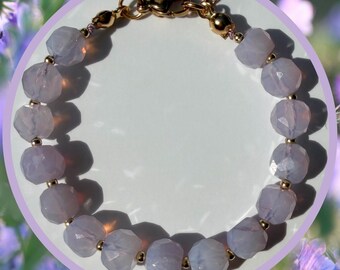 Facettierte Lavendel Mond Quarz Armband