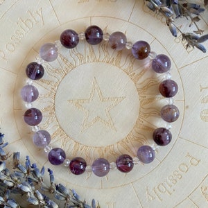 Super 7 Bracelet | Super Seven and Faceted Clear Quartz Bracelet | Stretch Bracelet | Amethyst Bracelet | Crystal Bracelet