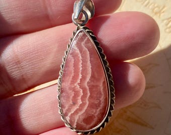 Rhodochrosite Pendant | Sterling Silver | Crystal Pendant | Rhodochrosite Crystal | Rhodochrosite Jewelry