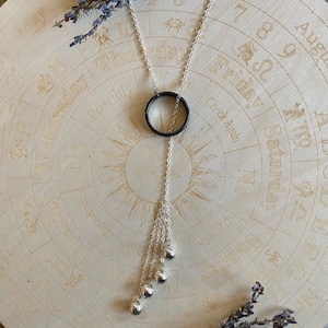 Hematite Lariat Necklace | Silver Chain | Hematite Necklace | Crystal Necklace