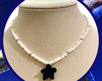 Blau Goldstone Seestern Halskette | Perlen Halskette