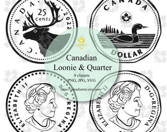 Archivo SVG/PNG/JPG de dólar canadiense y cuarto de dólar