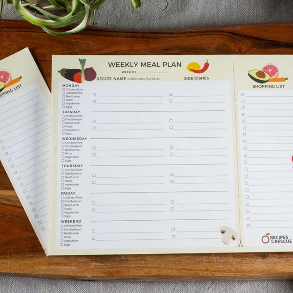 Weekly Meal Planner, Meal Planner Notepad with Detachable Grocery List, Menu Plan, Meal Prep Calendar, 50 Tear-Away Sheets