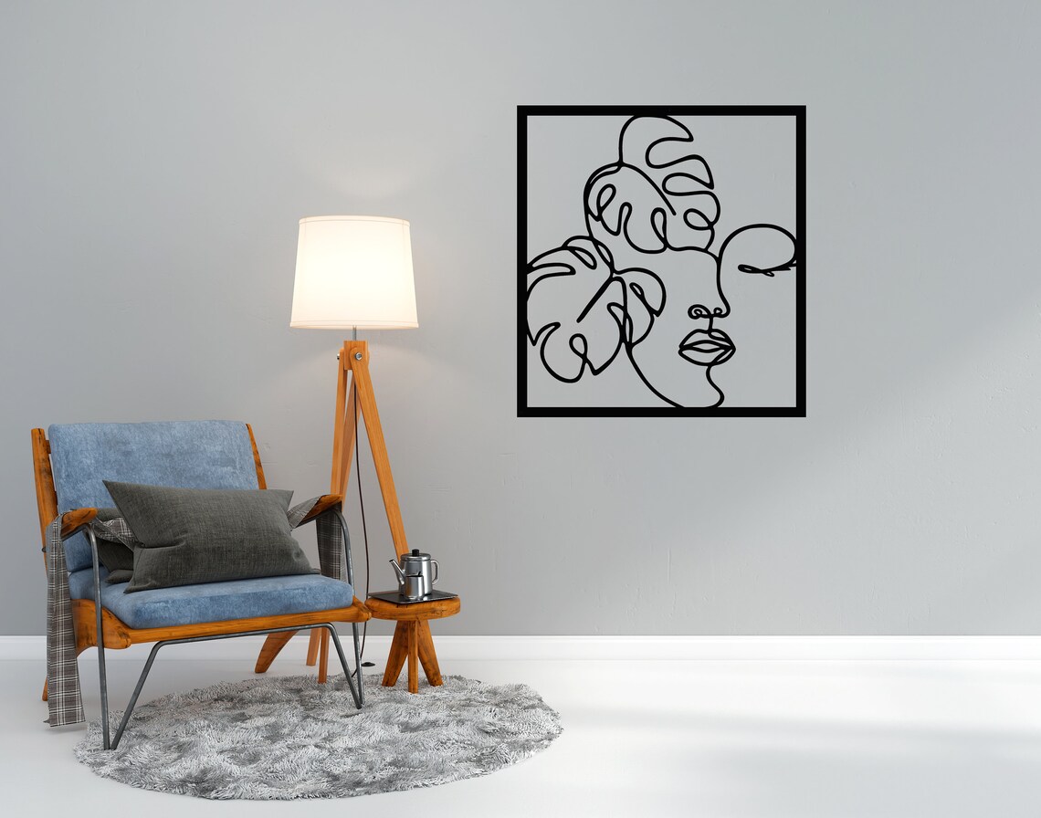 Metal Wall Art Modern Metal Line Art Metal Woman Wall Art | Etsy