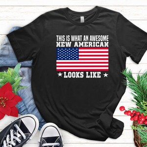 Nouvelle chemise de drapeaux de citoyen américain, citoyen américain estimé en 2024, chemise de citoyenneté américaine, cadeau de citoyen américain, chemise d'immigrant, cadeaux de nouveau citoyen américain, citoyenneté