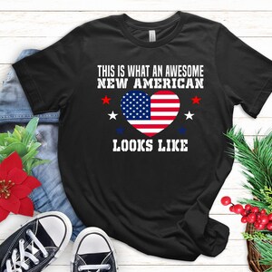 Nouvelle chemise de drapeaux de citoyen américain, citoyen américain estimé en 2024, chemise de citoyenneté américaine, cadeau de citoyen américain, chemise d'immigrant, cadeau de nouveau citoyen américain, citoyenneté