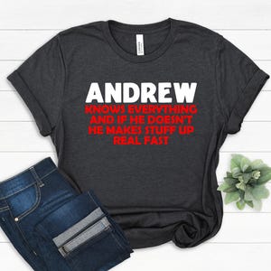 Andrew Gift, la migliore maglietta di Andrew, regali di compleanno personalizzati con il nome di Andrew, regalo di Natale di Andrew, il miglior regalo di Andrew di sempre per papà e fratello