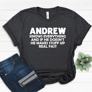 Andrew Gift, la migliore maglietta di Andrew, regali di compleanno personalizzati con il nome di Andrew, regalo di Natale di Andrew, il miglior regalo di Andrew di sempre per papà e fratello