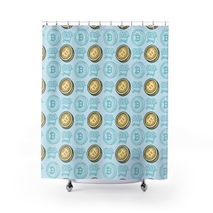 Crypto Shower Curtains - BTC Shower Curtains - Cryptocurrency Gifts - Crypto Investor - Crypto Coin Ticker