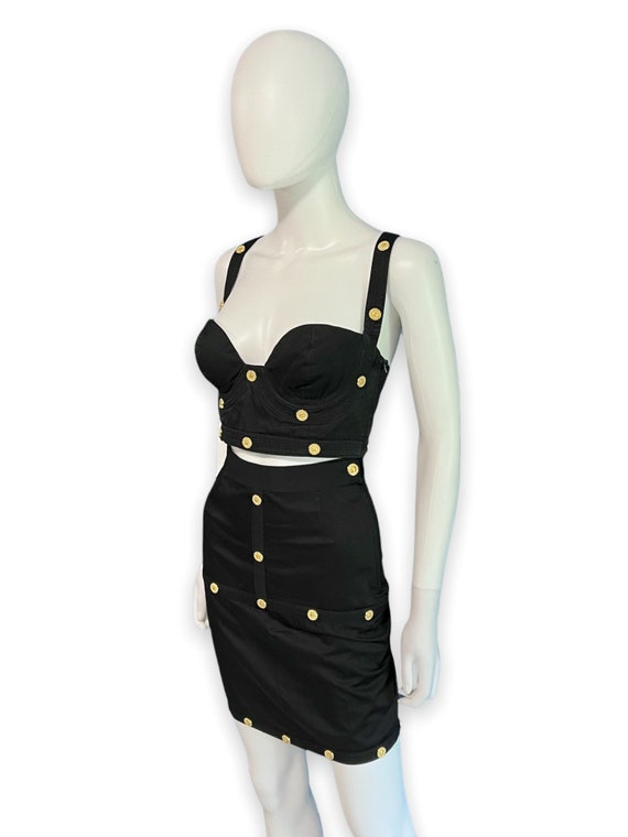 Versace Jeans Couture Vintage Black Bondage Busti… - image 3