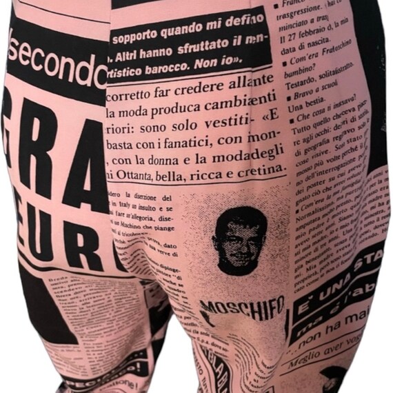 Moschino Vintage 1990’s Newspaper Printed Pink Pa… - image 6