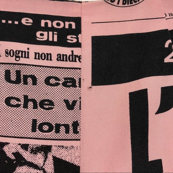 Moschino Vintage 1990’s Newspaper Printed Pink Pa… - image 9