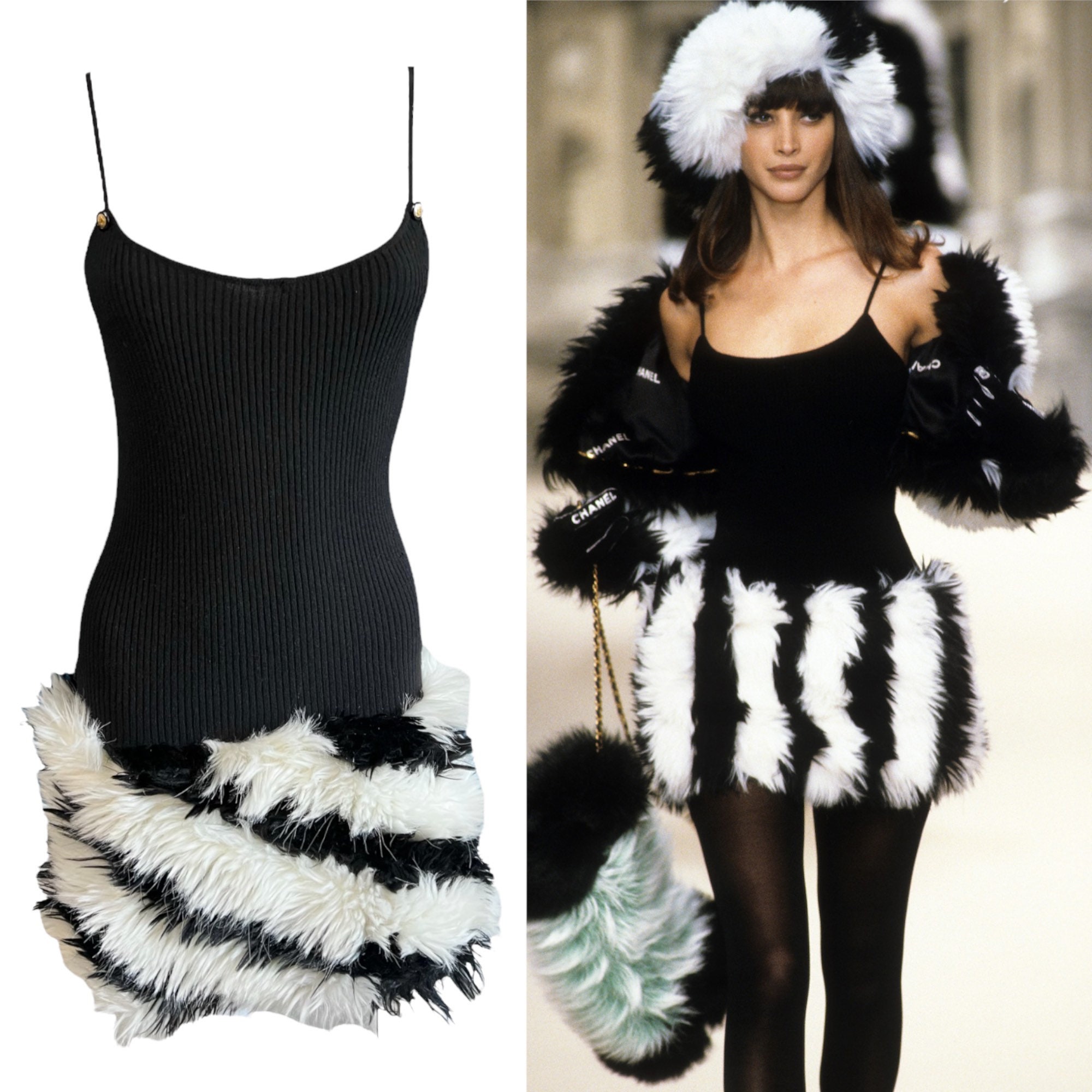 Buy Chanel F/W 1994 Rare Black & White Faux Fur Mini Dress Online in India - Etsy Buy Chanel F/W 1994 Rare Black & White Faux Fur Mini Dress Online in India - Etsy