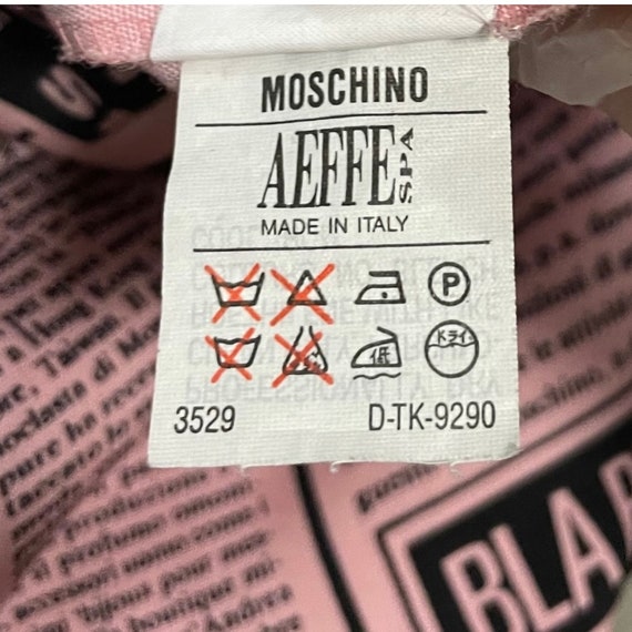 Moschino Vintage 1990’s Newspaper Printed Pink Pa… - image 8