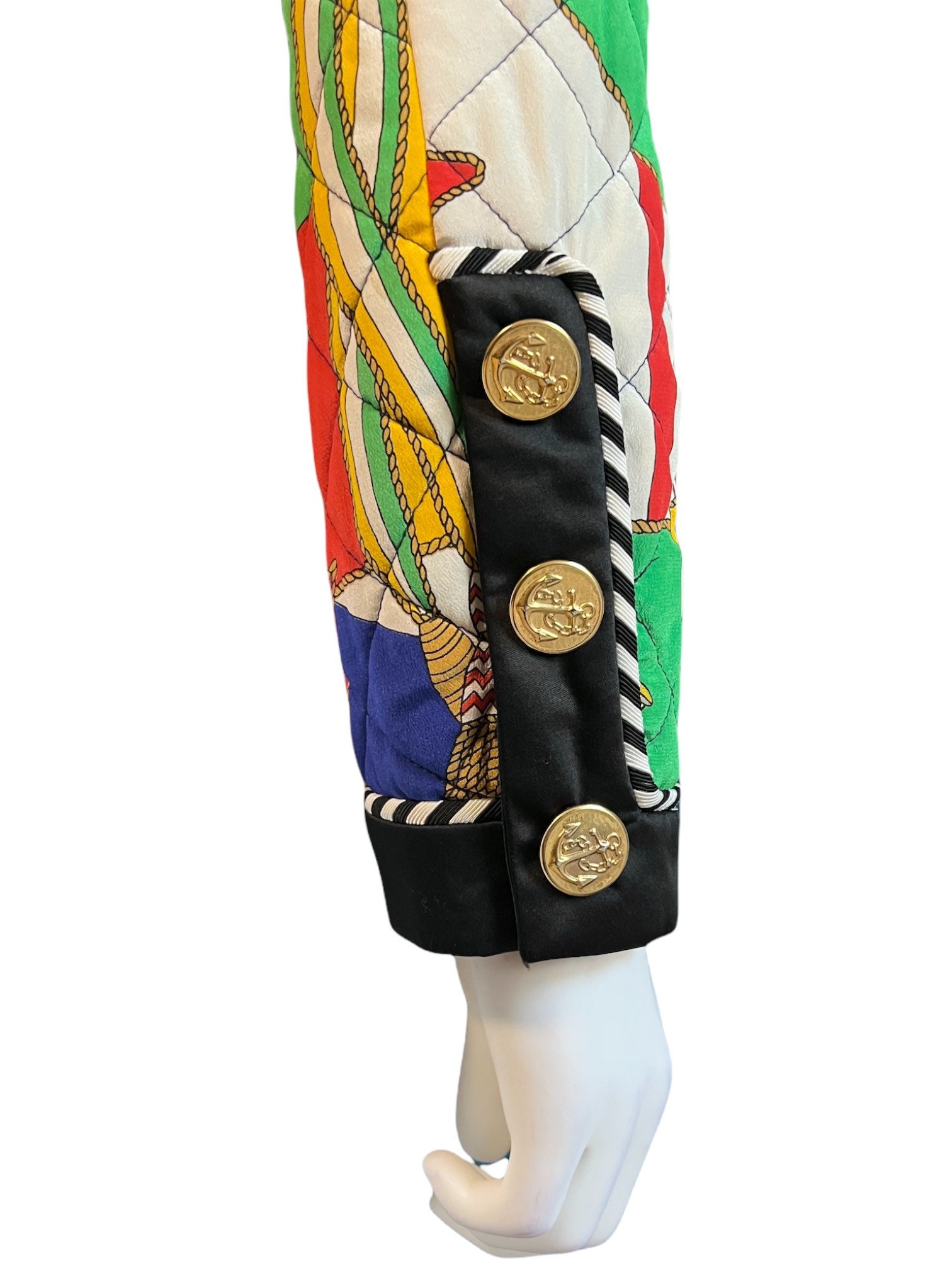 ESCADA 柄コート Escada Vintage 1992 Art Deco Printed Silk Cropped Quilted