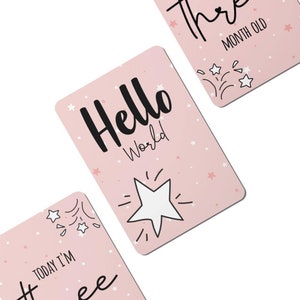 Cartes numériques pour bébés étoiles scintillantes roses - Lot de 25