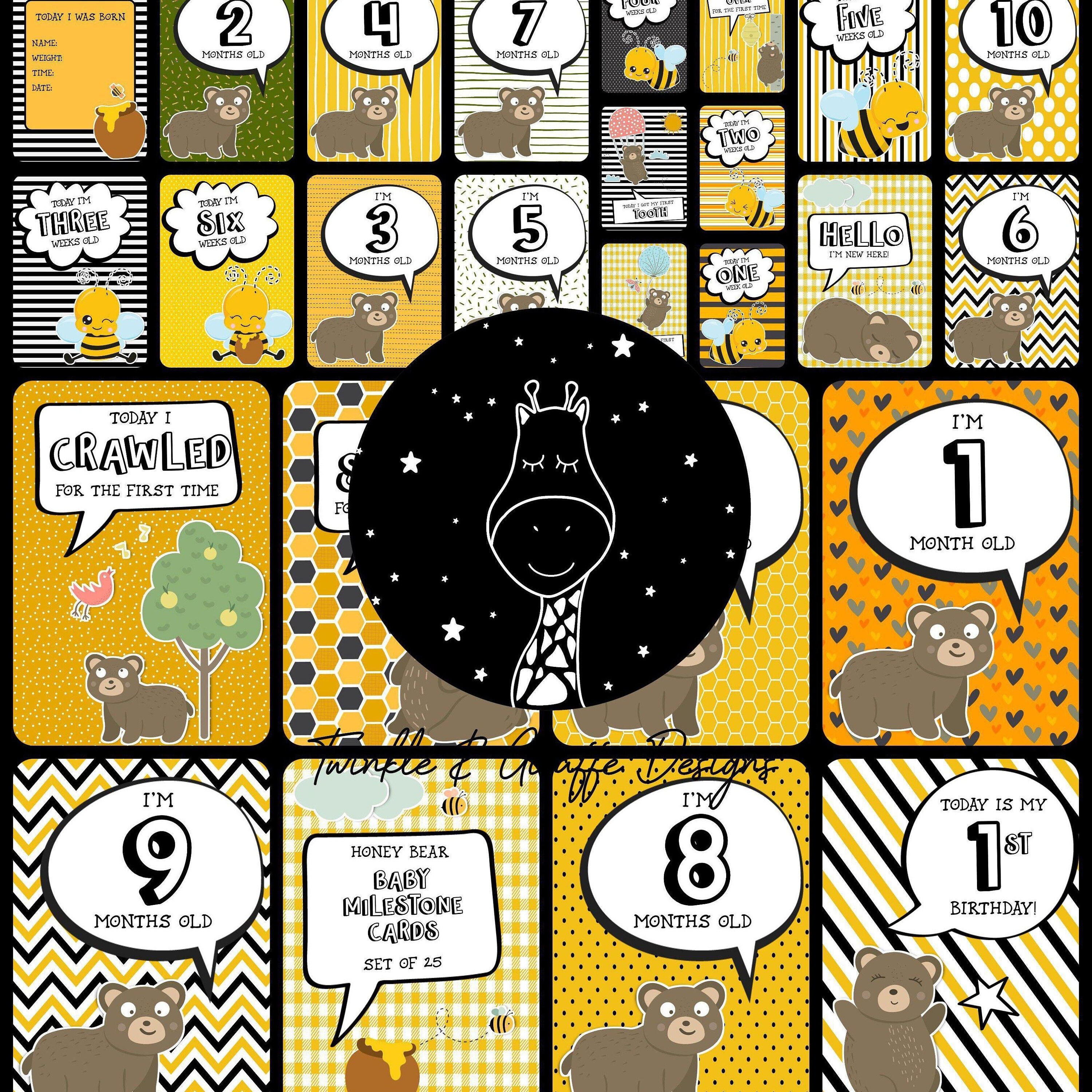 Honey Bee Baby Milestone Cards Set of 25 - Etsy