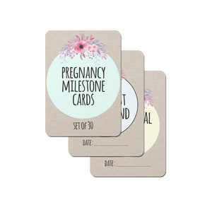 Cartes aquarelles Kraft pour les jalons de la grossesse - Lot de 30