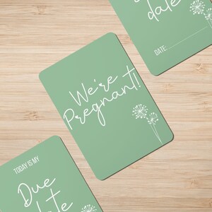 Cartes d'étape de grossesse Pissenlit en vert - Lot de 30