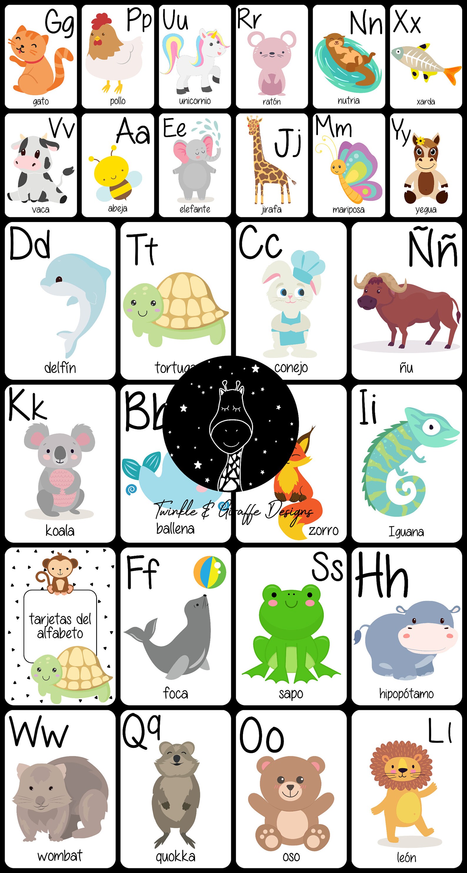 Digital Printable Spanish Alphabet Cards | Etsy